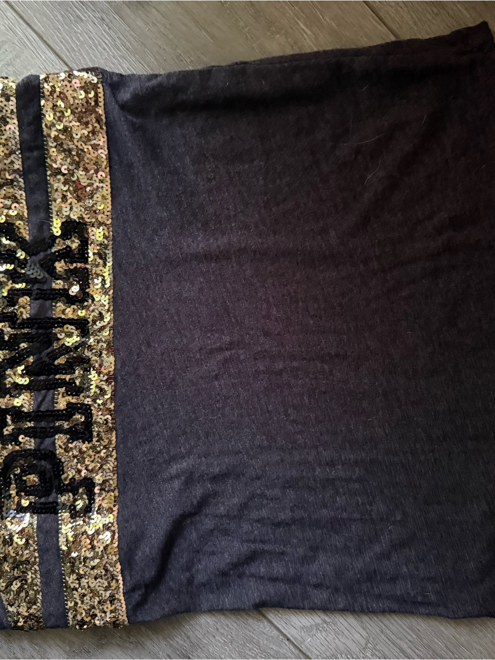 PINK Victoria's Secret Charcoal Gray sleeveless Tee with Gold Sequin Panel